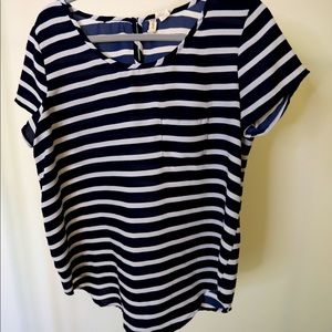 Navy striped dress top